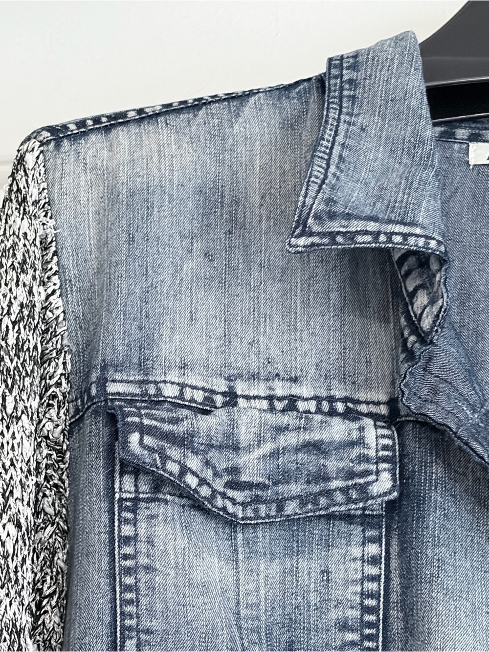 Light Blue Washed Denim Button-Down Shirt Jacket